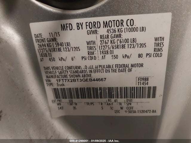 Ford F-250 Xlt 2016 1FT7X2BT3GEB44667 Image 9