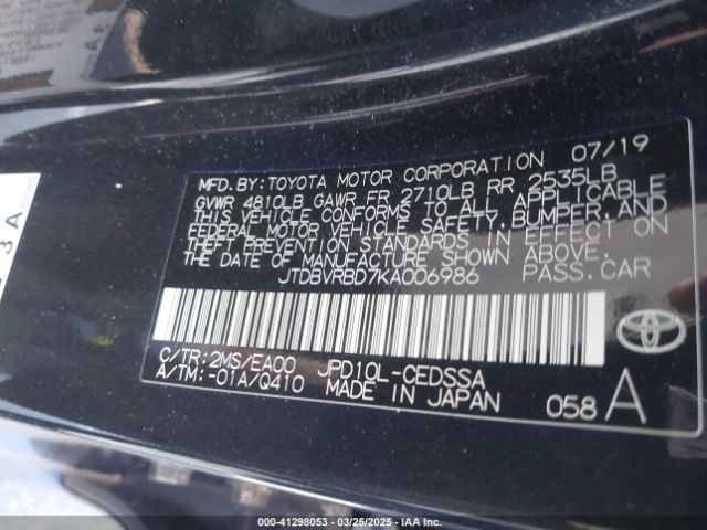 JTDBVRBD7KA006986 Toyota Mirai