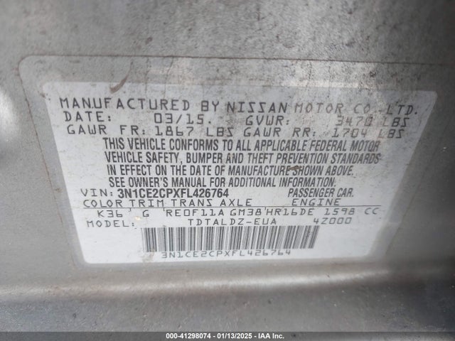 Nissan Versa Note Sv 2015 3N1CE2CPXFL426764 Image 9