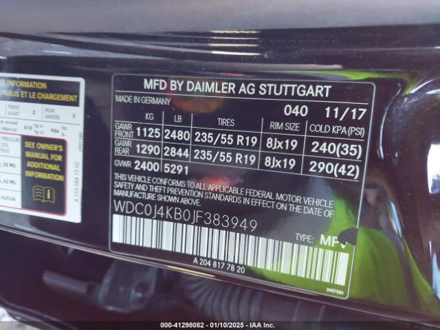 WDC0J4KB0JF383949 Mercedes-Benz Glc 300 Coupe 4matic