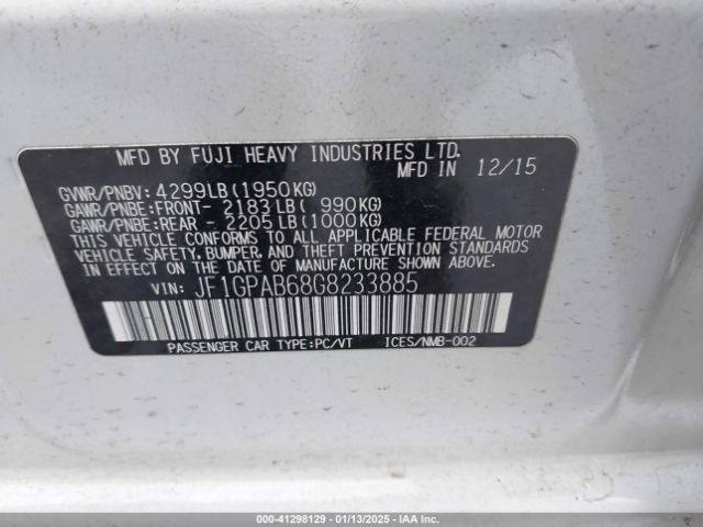 JF1GPAB68G8233885 Subaru Impreza 2.0i Premium