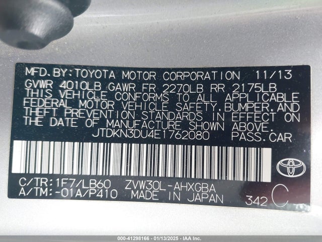JTDKN3DU4E1762080 Toyota Prius