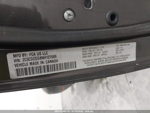 2C3CDZGG8NH127689 Dodge Challenger Sxt Awd
