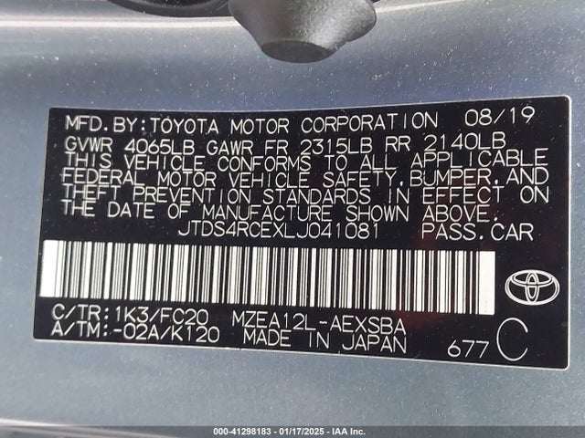 Toyota COROLLA SE 2020 JTDS4RCEXLJ041081 Image 9