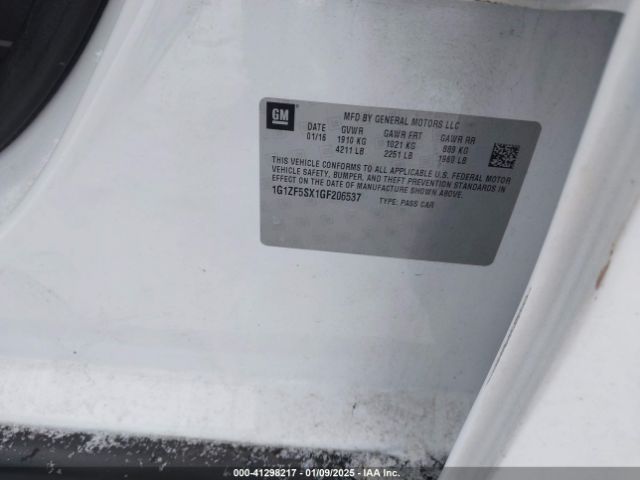 1G1ZF5SX1GF206537 Chevrolet MALIBU 2LT