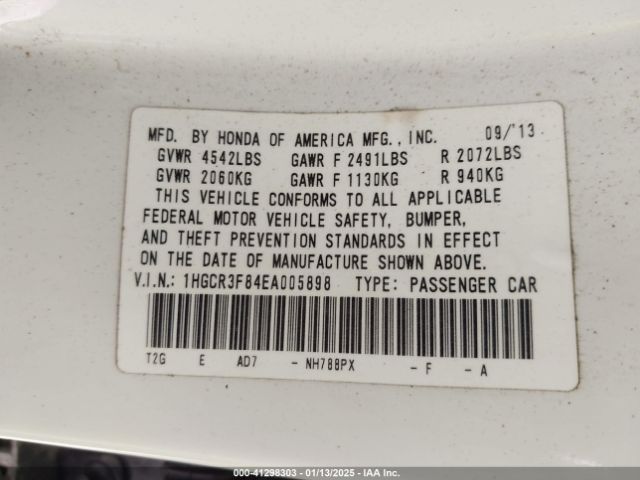 1HGCR3F84EA005898 Honda Accord Ex-l V-6