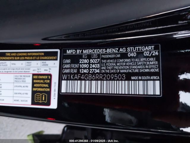W1KAF4GB6RR209503 Mercedes-Benz C 300