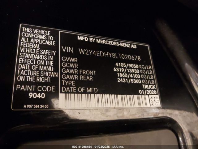 W2Y4EDHY8LT020678 Freightliner Sprinter 2500 High Roof V6