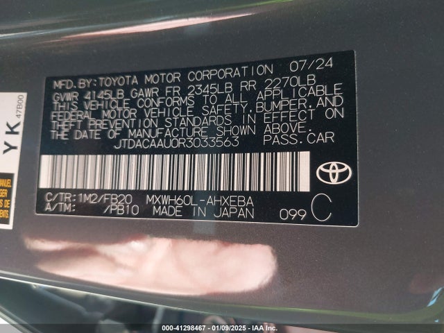 Toyota Prius Le 2024 JTDACAAU0R3033563 Image 9
