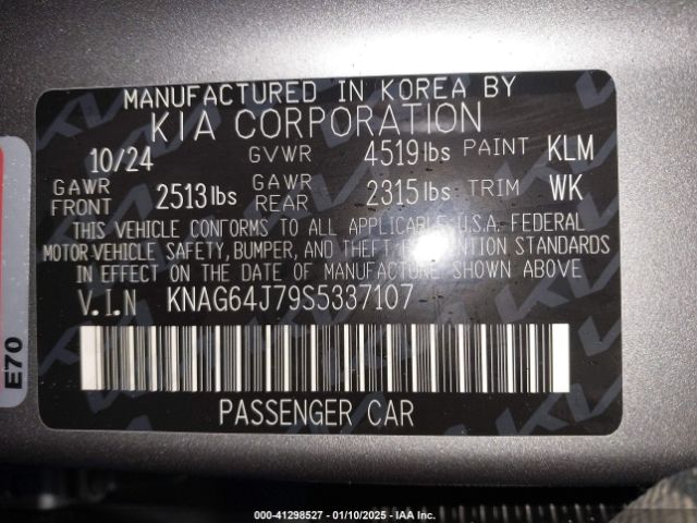 KNAG64J79S5337107 KIA K5 Gt-line