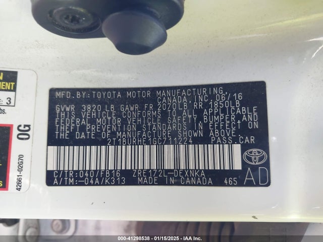 Toyota COROLLA LE 2016 2T1BURHE1GC711224 Image 9