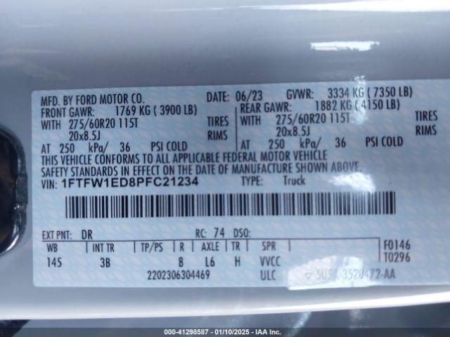 1FTFW1ED8PFC21234 Ford F-150 Platinum