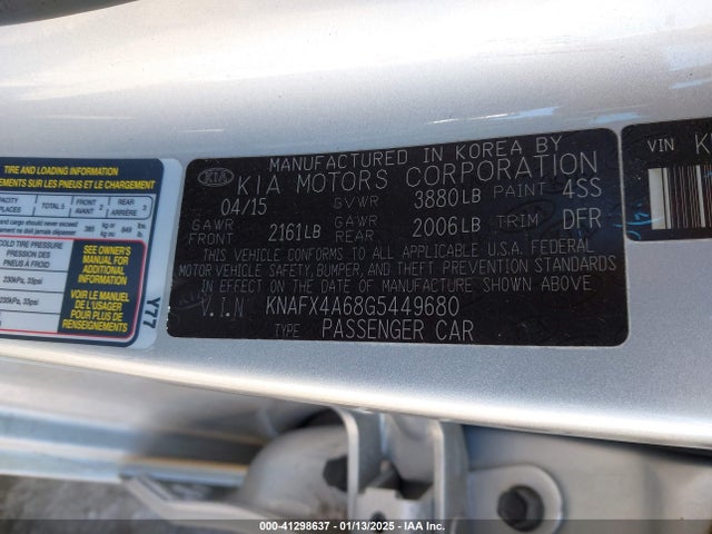 KNAFX4A68G5449680 KIA FORTE LX