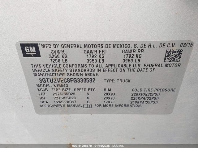 3GTU2VEC8FG330582 GMC Sierra 1500 Slt