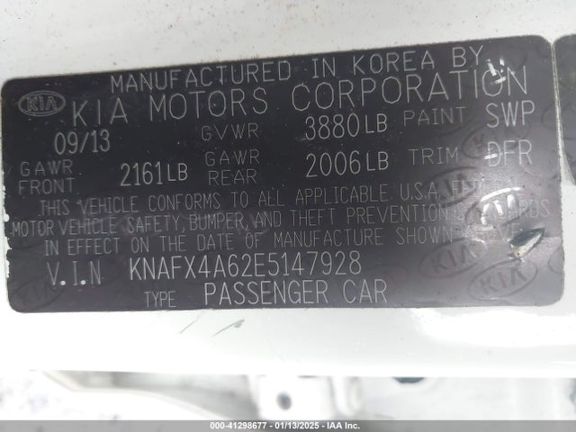 KIA FORTE LX 2014 KNAFX4A62E5147928 Image 9