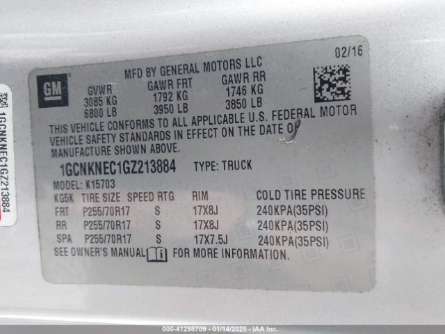 1GCNKNEC1GZ213884 Chevrolet Silverado 1500 Wt