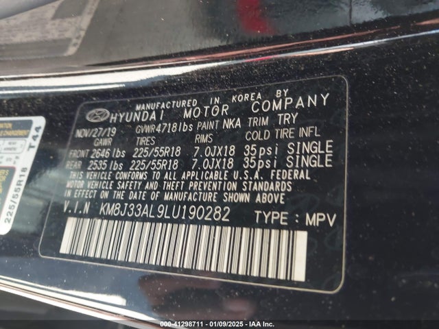 Hyundai TUCSON SEL 2020 KM8J33AL9LU190282 Image 9