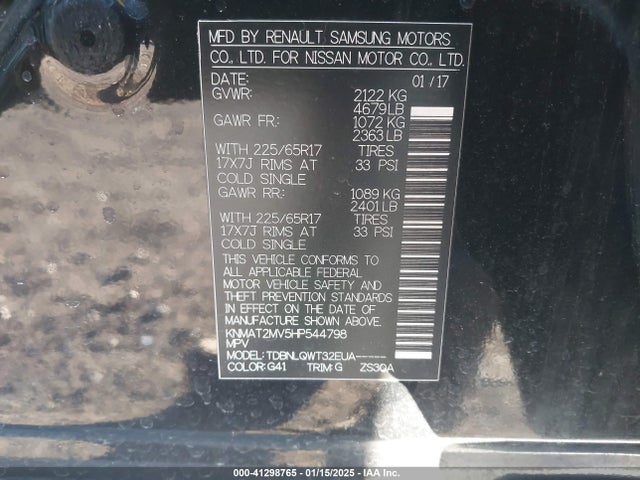 Nissan ROGUE SV 2017 KNMAT2MV5HP544798 Image 9