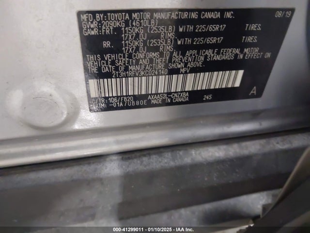 Toyota RAV4 LE 2019 2T3H1RFV3KC024140 Image 9