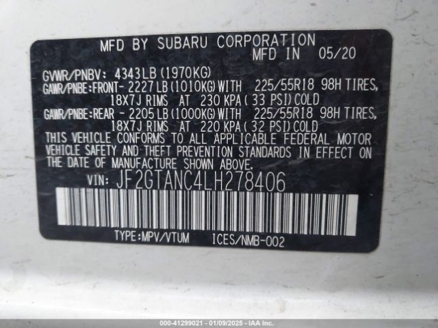 JF2GTANC4LH278406 Subaru Crosstrek Limited