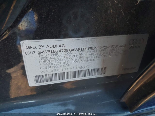 2012 AUDI A4 WAUEFAFL7CA119607 Photo 8