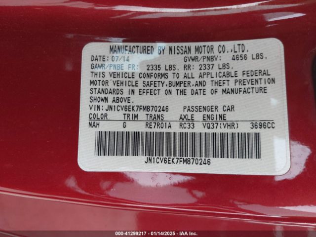 JN1CV6EK7FM870246 Infiniti Q60 S Limited