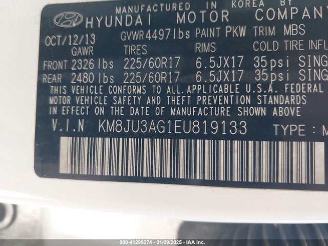Hyundai TUCSON SE 2014 KM8JU3AG1EU819133 Image 9