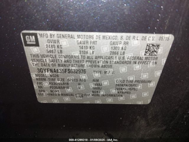 3GYFNAE35FS632976 Cadillac Srx Standard
