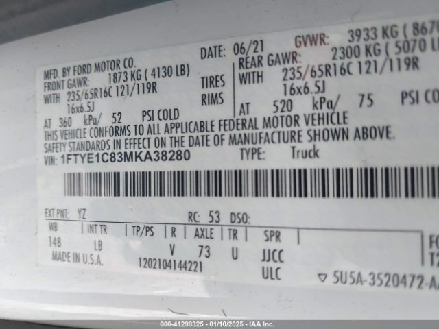 1FTYE1C83MKA38280 Ford Transit-150