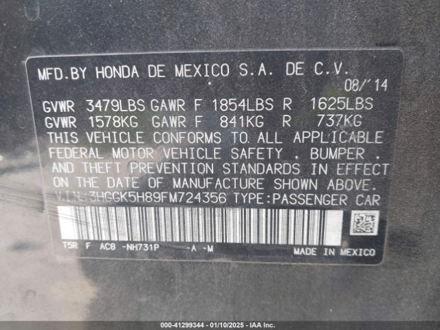 3HGGK5H89FM724356 Honda Fit Ex/ex-l