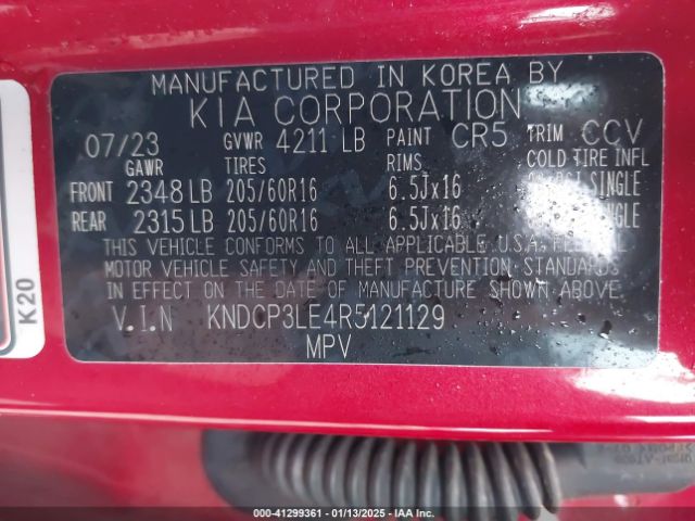 KNDCP3LE4R5121129 KIA NIRO LX