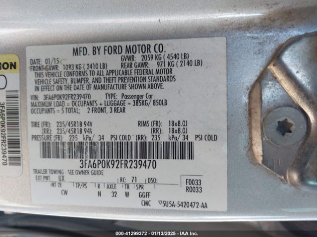 3FA6P0K92FR239470 Ford Fusion Titanium