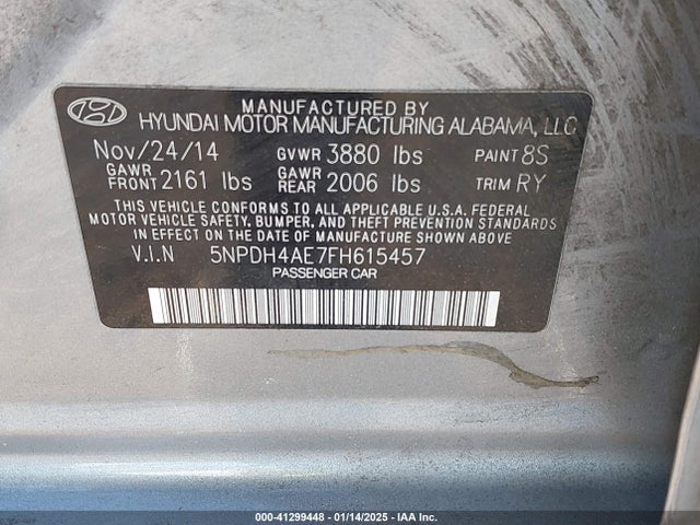 Hyundai Elantra Limited 2015 5NPDH4AE7FH615457 Image 9