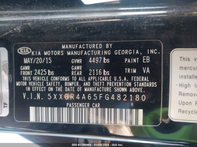 5XXGR4A65FG482180 KIA Optima Sxl Turbo