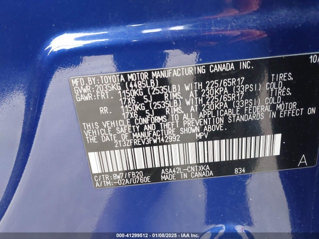 Toyota RAV4 LE 2015 2T3ZFREV3FW142992 Image 9