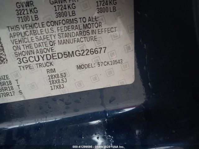 3GCUYDED5MG226677 Chevrolet Silverado 1500 4wd  Short Bed Lt
