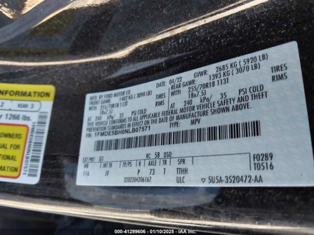 1FMDE5BH0NLB07571 Ford Bronco Outer Banks