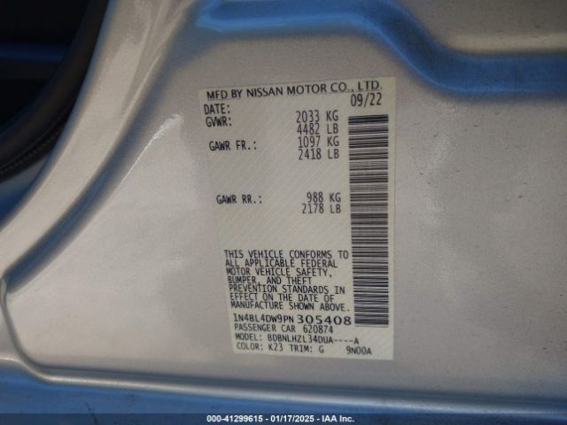 1N4BL4DW9PN305408 Nissan Altima Sv Intelligent Awd