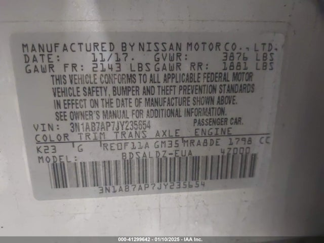Nissan SENTRA SV 2018 3N1AB7AP7JY235654 Image 9