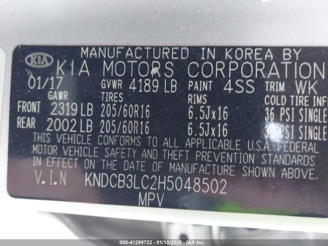 KNDCB3LC2H5048502 KIA NIRO LX