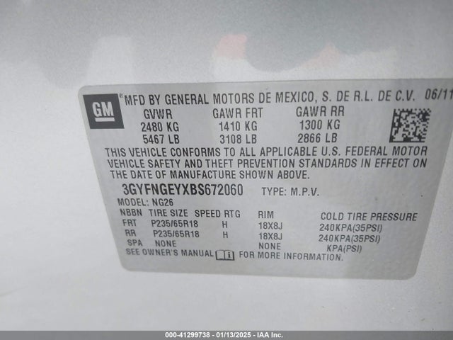 2011 CADILLAC SRX 3GYFNGEYXBS672060 Photo 8