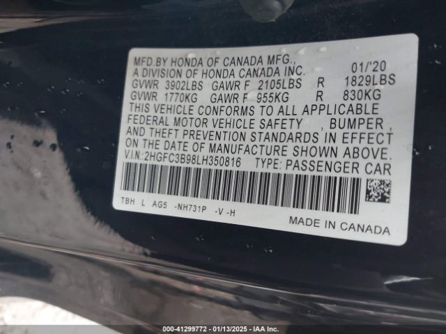 2HGFC3B98LH350816 Honda Civic Touring
