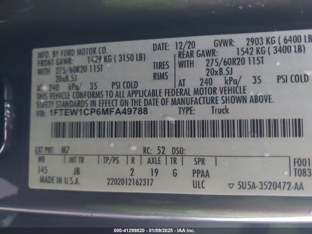 Ford F-150 Xl 2021 1FTEW1CP6MFA49788 Image 9