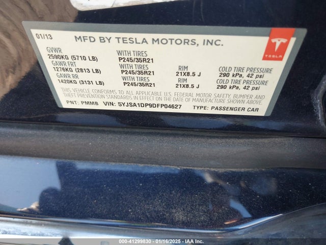 2013 TESLA MODEL S 5YJSA1DP9DFP04627 Photo 8
