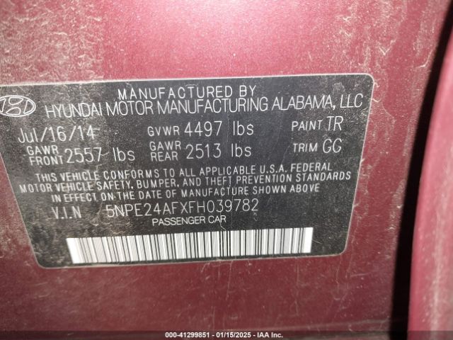 5NPE24AFXFH039782 Hyundai SONATA SE