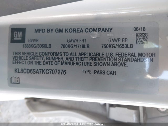 KL8CD6SA7KC707276 Chevrolet Spark 1lt Cvt