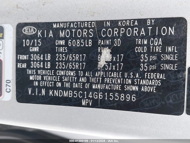 KIA SEDONA LX 2016 KNDMB5C14G6155896 Image 9