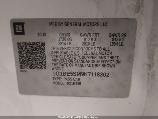 1G1BE5SM9K7118302 Chevrolet CRUZE LT