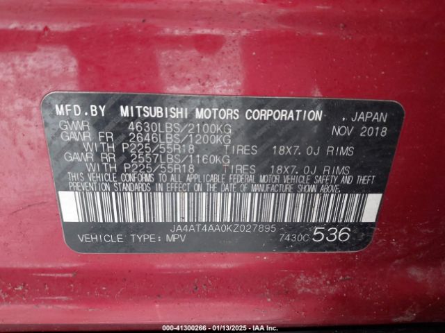2019 MITSUBISHI ECLIPSE CROSS JA4AT4AA0KZ027895 Photo 8