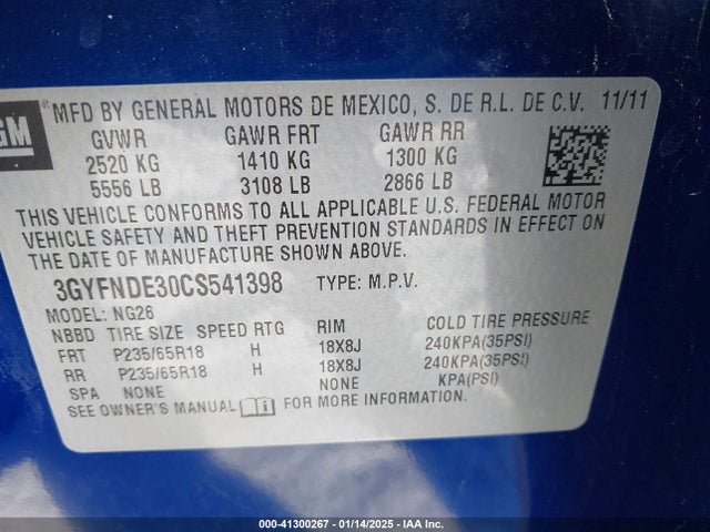 2012 CADILLAC SRX 3GYFNDE30CS541398 Photo 8